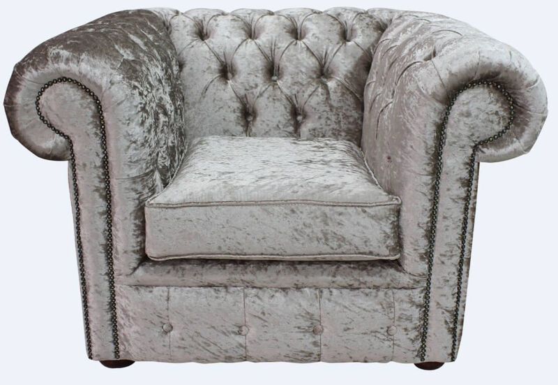 Product photograph of Chesterfield Low Back Club Armchair Shimmer Mink Velvet Fabric from Designer Sofas 4U