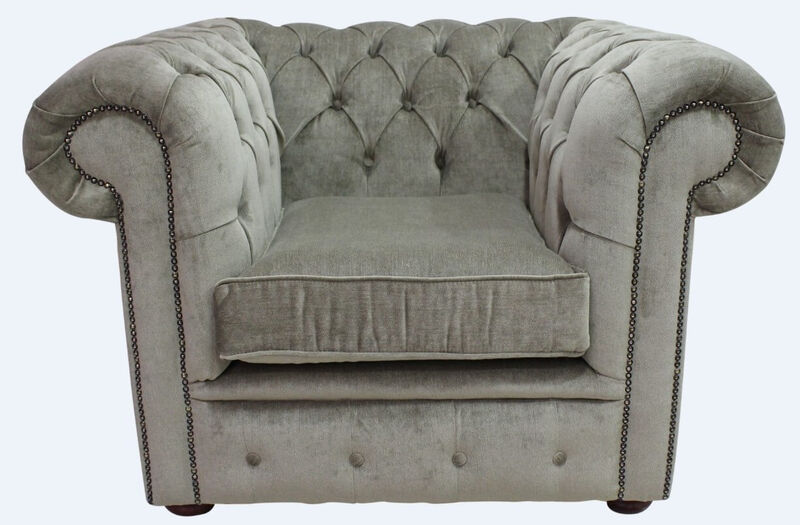 Product photograph of Chesterfield Low Back Club Armchair Velluto Sage Fabric from Designer Sofas 4U