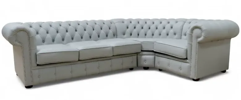 Chesterfield Corner 3 Corner 1 Sofa Unit Shelly Silver Grey Leather