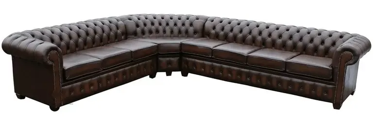 Large Chesterfield Corner Sofa Unit Cushioned 8 Seater