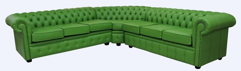 Product photograph of Chesterfield Corner Sofa Unit 7 Seater Apple Green Amp Hellip from Designer Sofas 4U