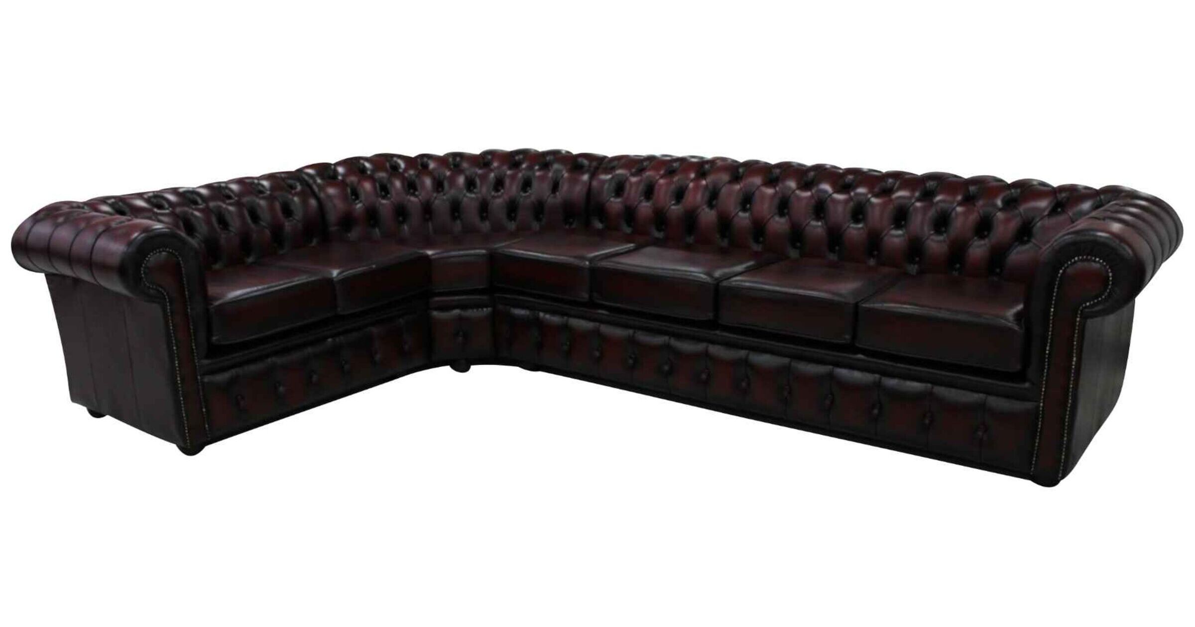 Chesterfield Corner Sofa 4 Seater + Corner + 2 Seater Antique Oxblood