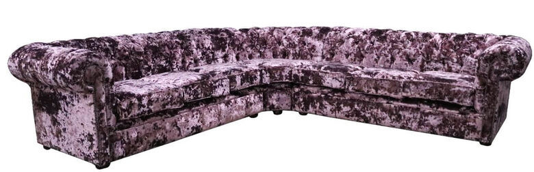 Chesterfield Corner Sofa Unit 3 Seater + Corner + 3 Seater Lustro Blush Velvet