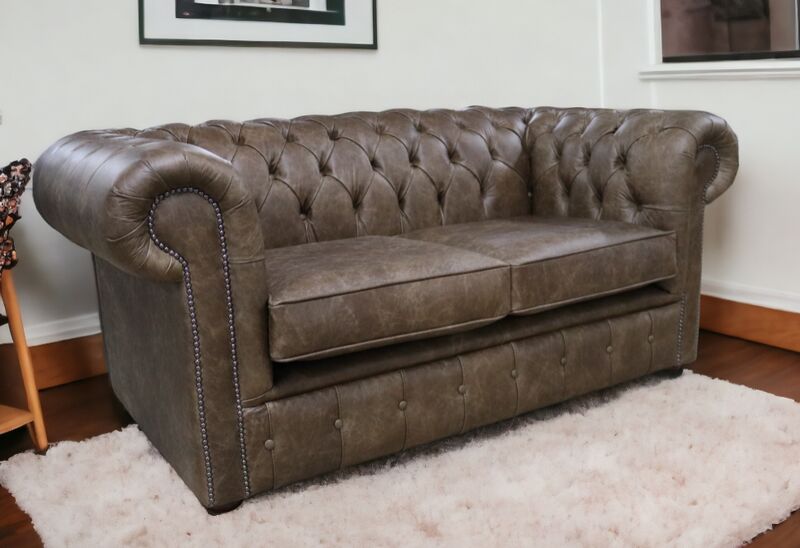 Product photograph of Chesterfield 2 Seater Settee Cracked Wax Tobacco Brown Leather Sofa from Designer Sofas 4U