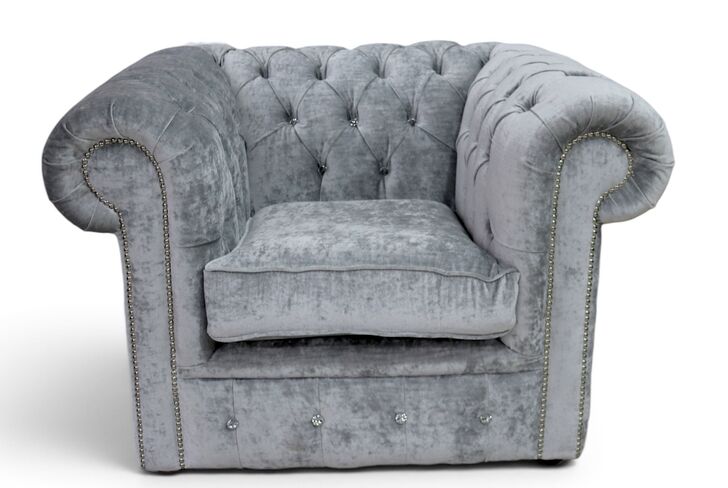 Chesterfield CRYSTALLIZED™ Elements Low Back ArmChair Modena Cloud Velvet Fabric
