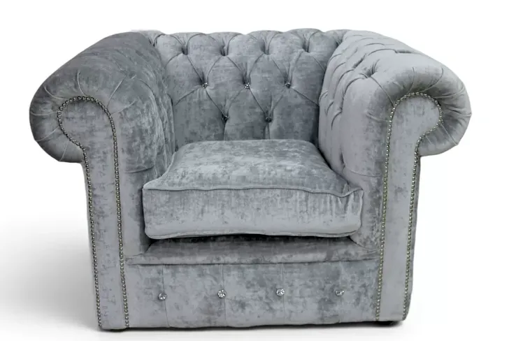 Chesterfield CRYSTALLIZED™ Elements Low Back ArmChair Modena Cloud Velvet Fabric
