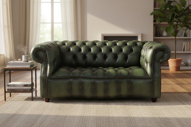 Chesterfield Darcy 2 Seater Antique Green Leather Sofa Offer