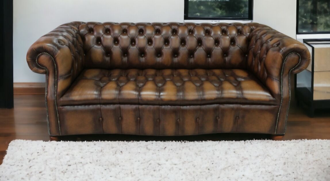Tan antique leather Chesterfield Sofa | 2 | DesignerSofas4U