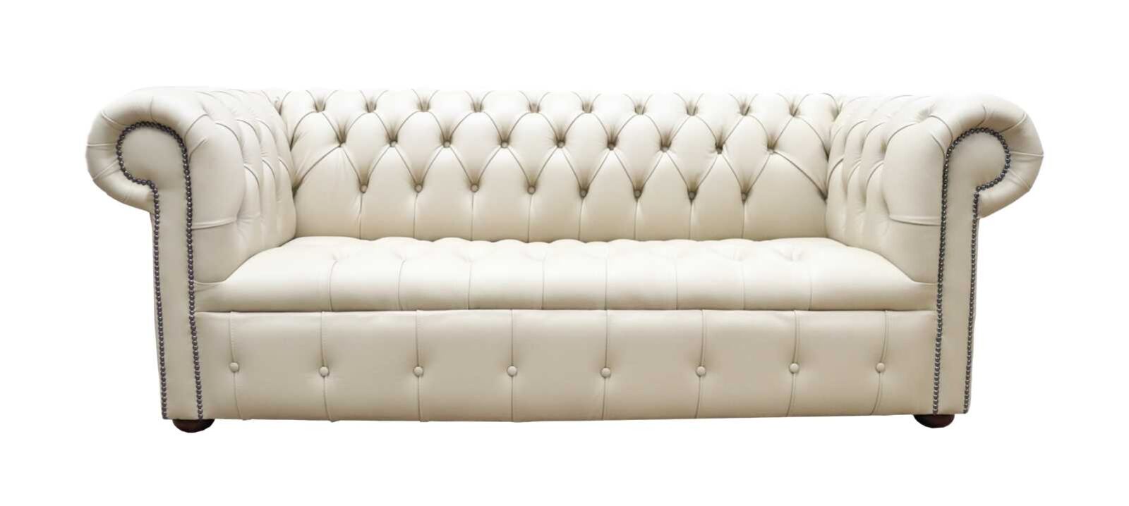 Product photograph of Chesterfield 3 Seater Sofa Settee Buttoned Seat Dark Beige Leather Sofa Offer from Designer Sofas 4U