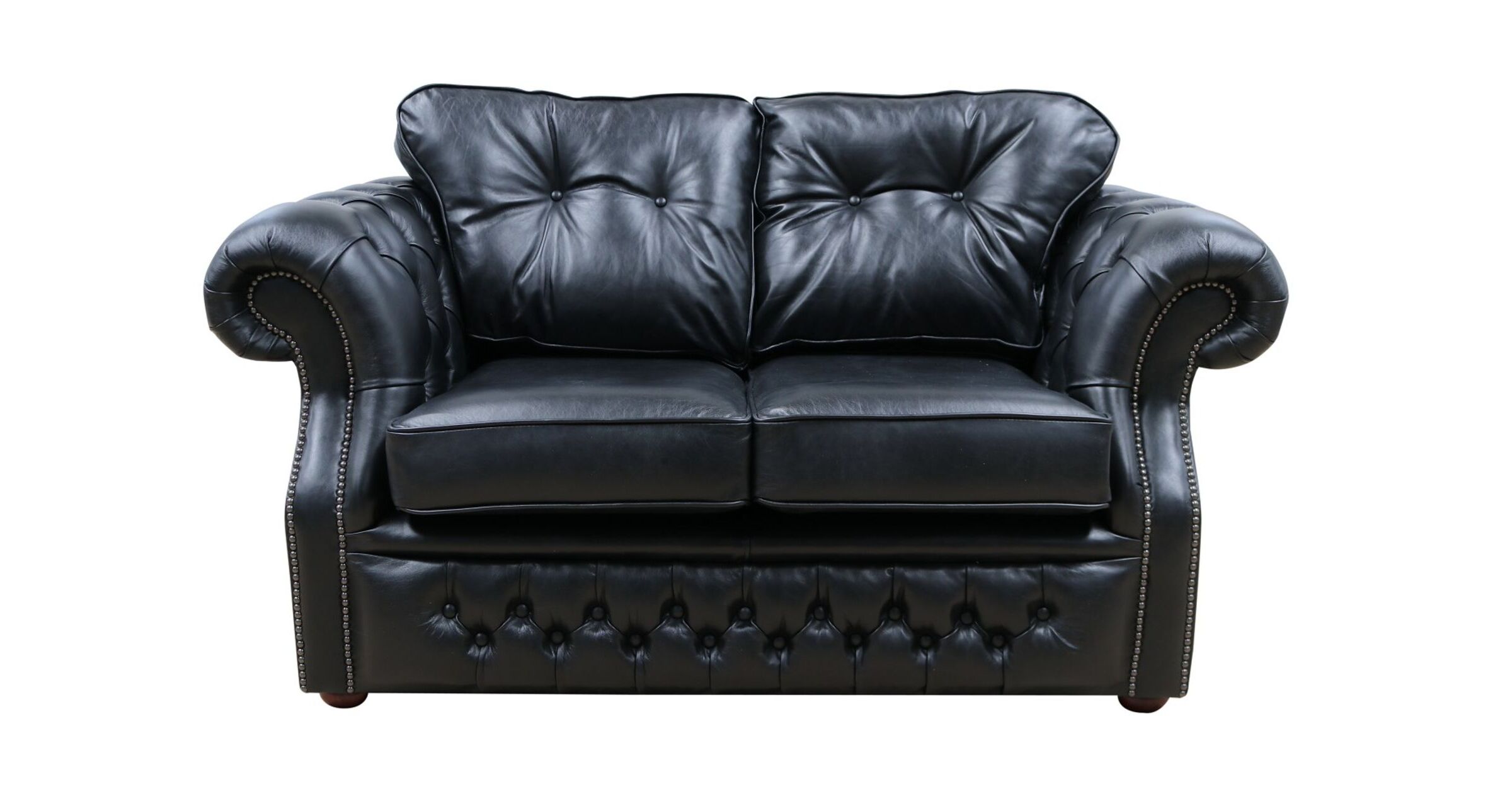 Chesterfield Era 2 Seater Sofa Old English Black Leather Designer