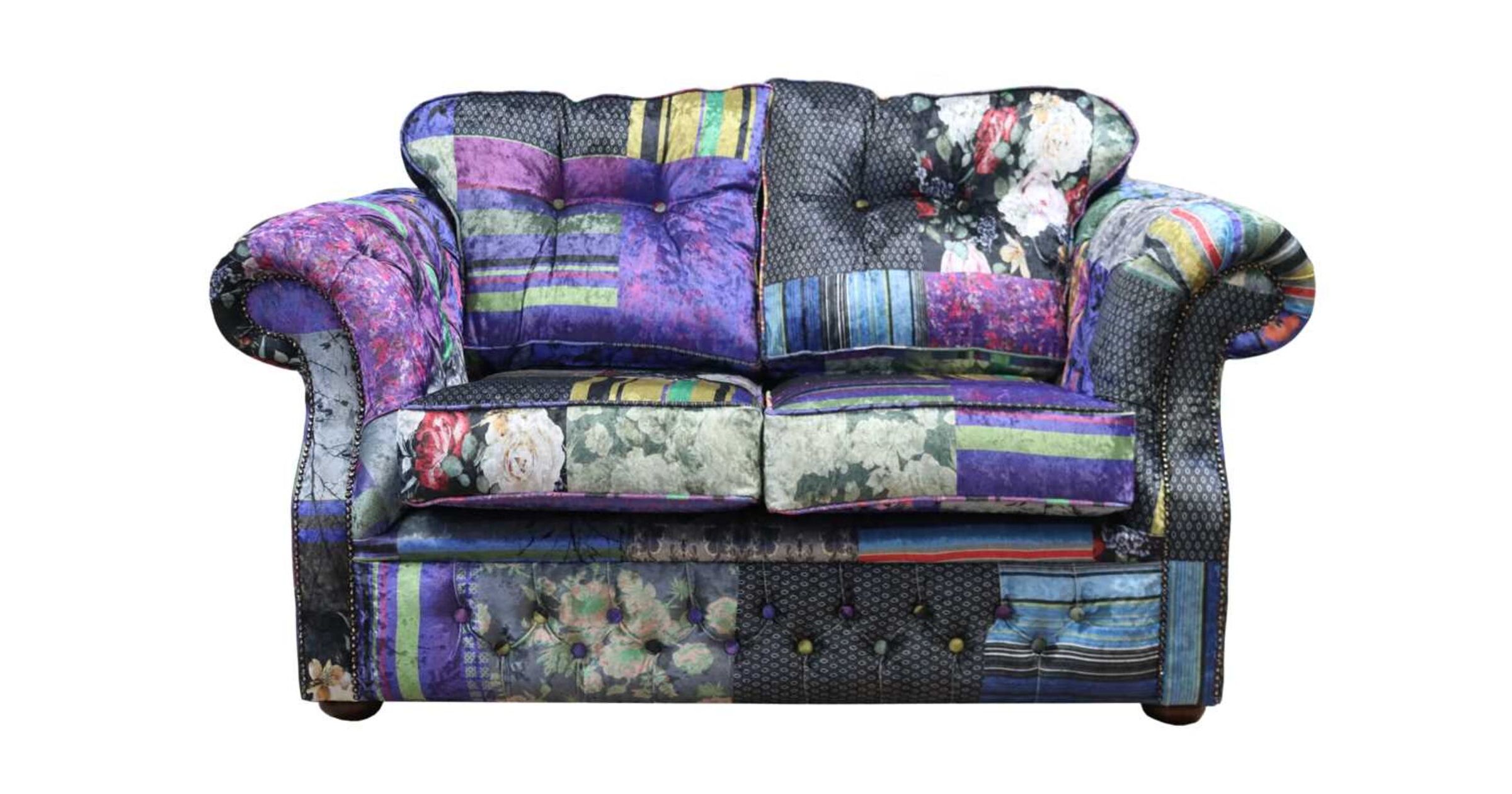 Chesterfield Era 2 Seater Sofa Settee London Patchwork Velvet