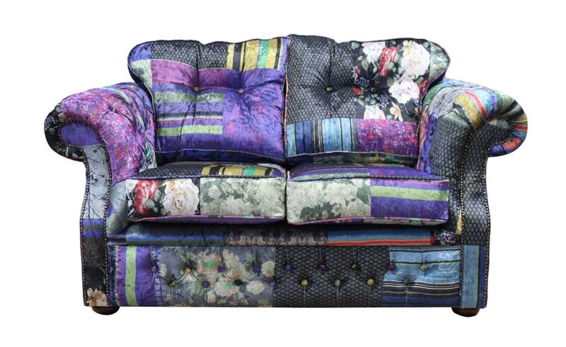 Product photograph of Chesterfield Era 2 Seater Sofa Settee London Patchwork Velvet from Designer Sofas 4U