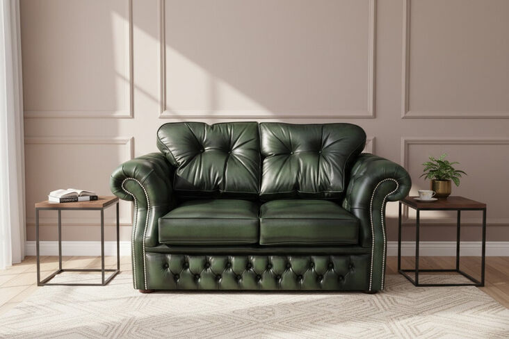 Chesterfield Era 2 Seater Settee Traditional Chesterfield Sofa Antique Green Leather