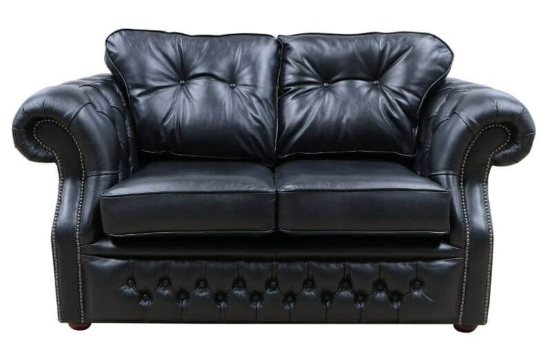 Product photograph of Chesterfield Era 2 Seater Sofa Old English Black Real Leather from Designer Sofas 4U