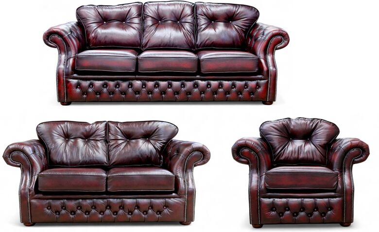 Chesterfield Era 3+2+1 Antique Oxblood Leather Sofa Suite