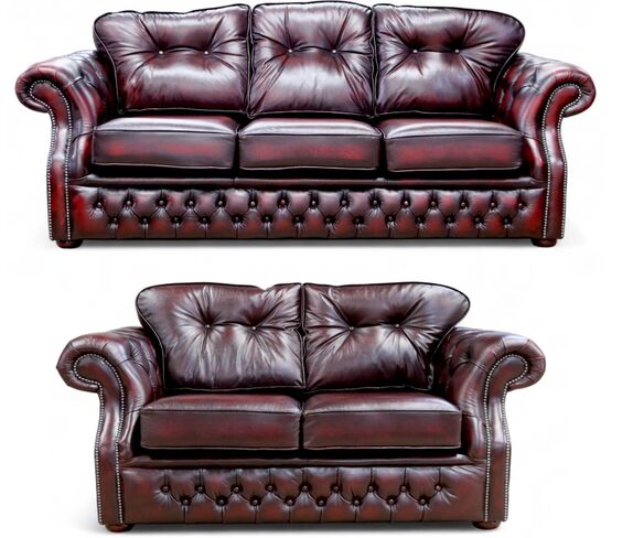 Chesterfield Era 3+2 Antique Oxblood Leather Sofa Suite