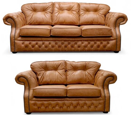 Chesterfield Era 3+2 Seater Sofa Suite Old English Tan Leather