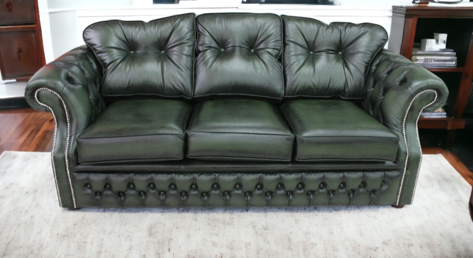Product photograph of Chesterfield Era Antique Green Traditional 3 Seater Settee Designersofas4u from Designer Sofas 4U