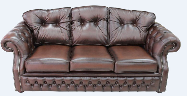 Chesterfield Era Brown Leather Traditional 3 Seater Settee | DesignerSofas4U