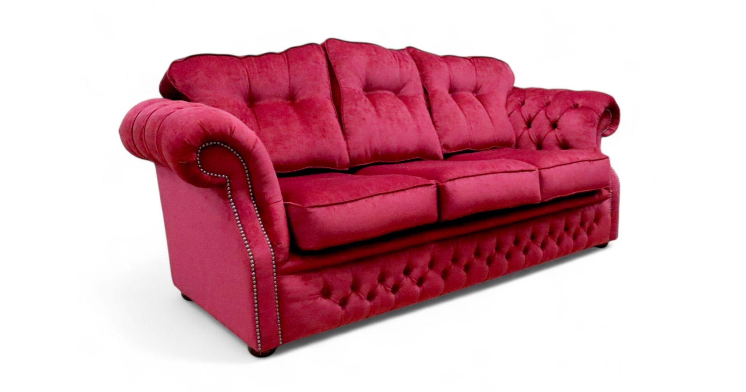 Wine Fabric Elegance Chesterfield Era 3 Seater Sofa