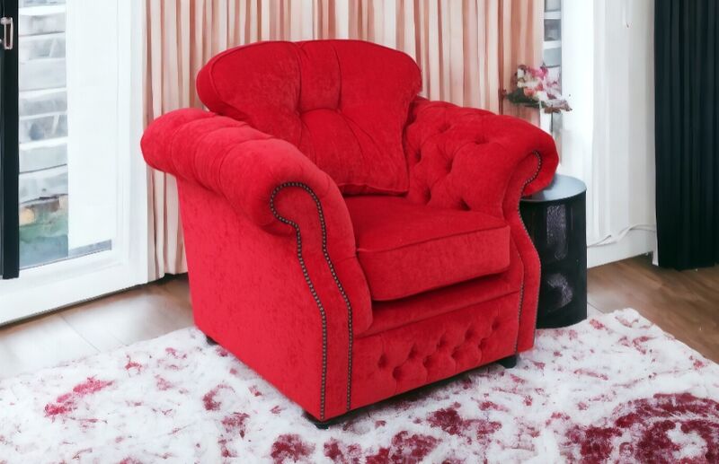 Product photograph of Chesterfield Era High Back Armchair Pimlico Rouge Red from Designer Sofas 4U