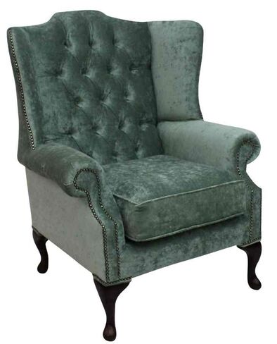 Chesterfield Mallory Flat Wing High Back Wing Chair Pastiche Jade Green Velvet