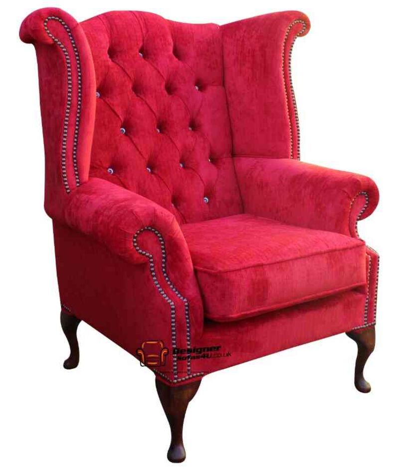 Chesterfield Fabric Swarovski Crystal Wing Chair PostBox