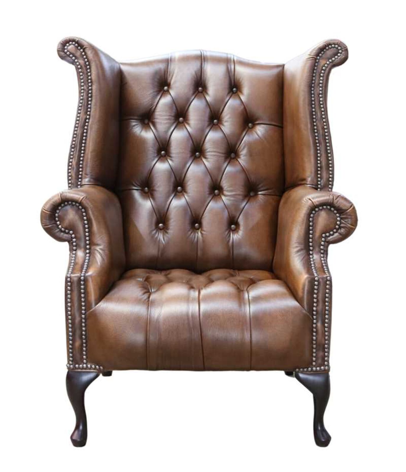 Product photograph of Chesterfield Georgian Buttoned Seat Queen Anne Wing Chair Amp Hellip from Designer Sofas 4U