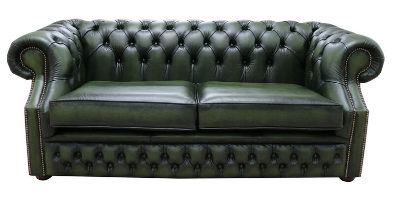 Product photograph of Graham Chesterfield 2 5 Seater Antique Green Leather Sofa Amp Hellip from Designer Sofas 4U
