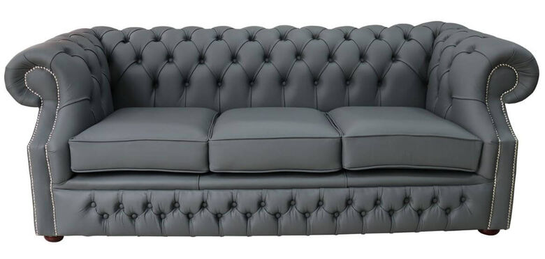 Graham Chesterfield 3 Seater Shelly Piping Leather Sofa Settee Offer