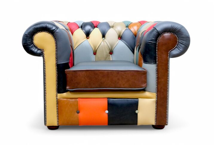 Chesterfield Harlequin Patchwork Club Chair Made In Leather