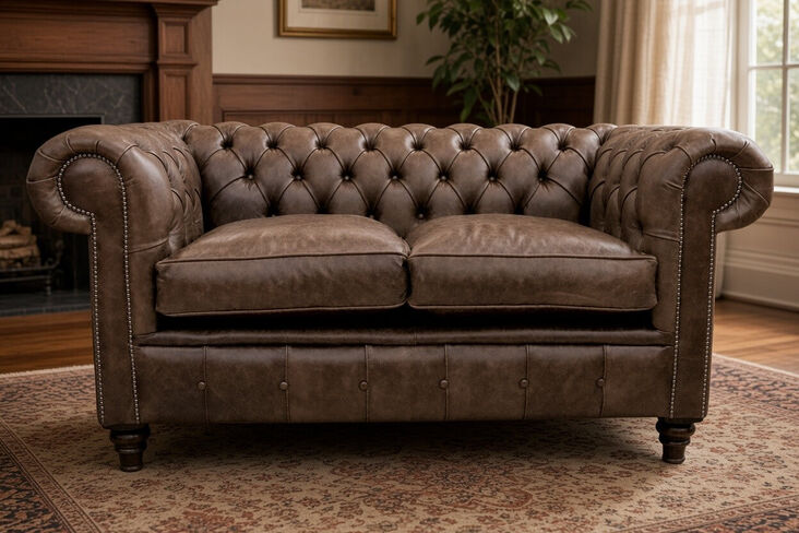 Chesterfield Historian 2 Seater Settee Cracked Wax Espresso Brown Leather Sofa