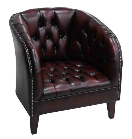 Chesterfield Jasper Low Back Tub Chair UK Manufactured Antique Oxblood Leather