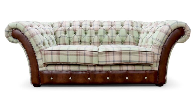 Chesterfield Jepson 2 Seater Sofa Settee Antique Tan Leather Balmoral Sage