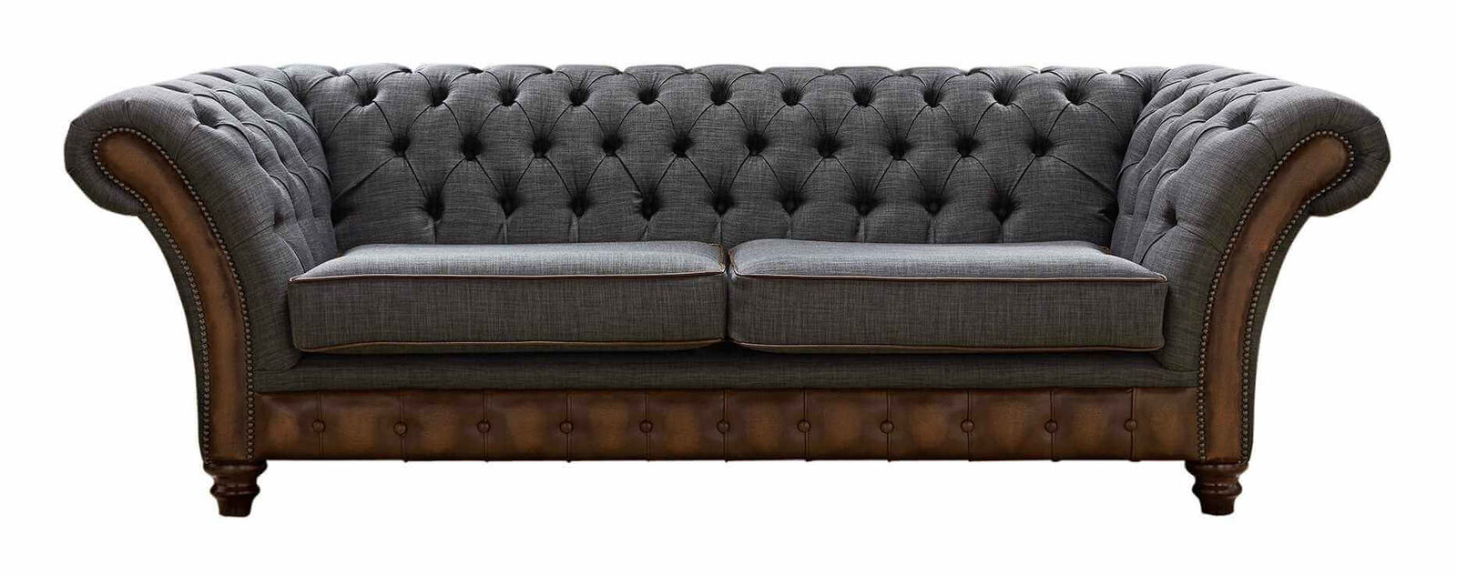 Product photograph of Chesterfield Jepson 3 Seater Sofa Settee Antique Autumn Tan Leather Marinello Pewter from Designer Sofas 4U