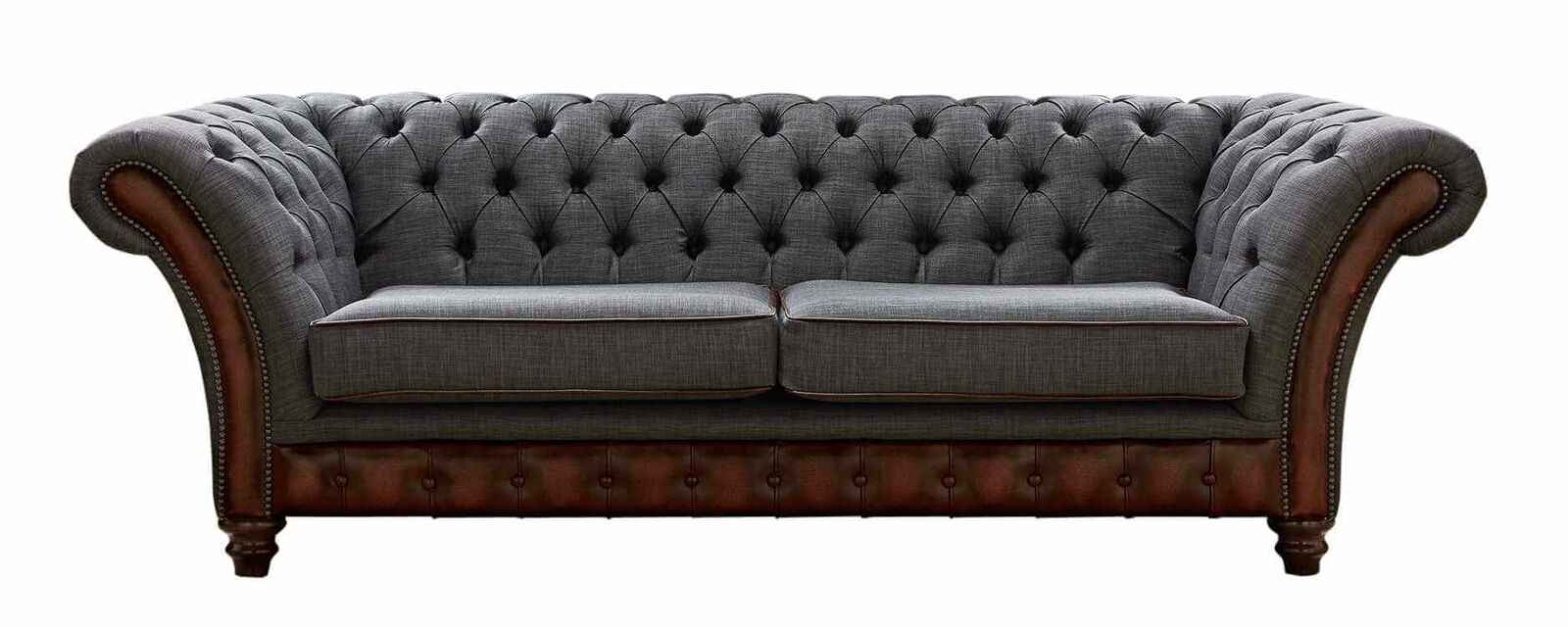 Product photograph of Chesterfield Jepson 3 Seater Sofa Settee Antique Light Rust Leather Marinello Pewter from Designer Sofas 4U