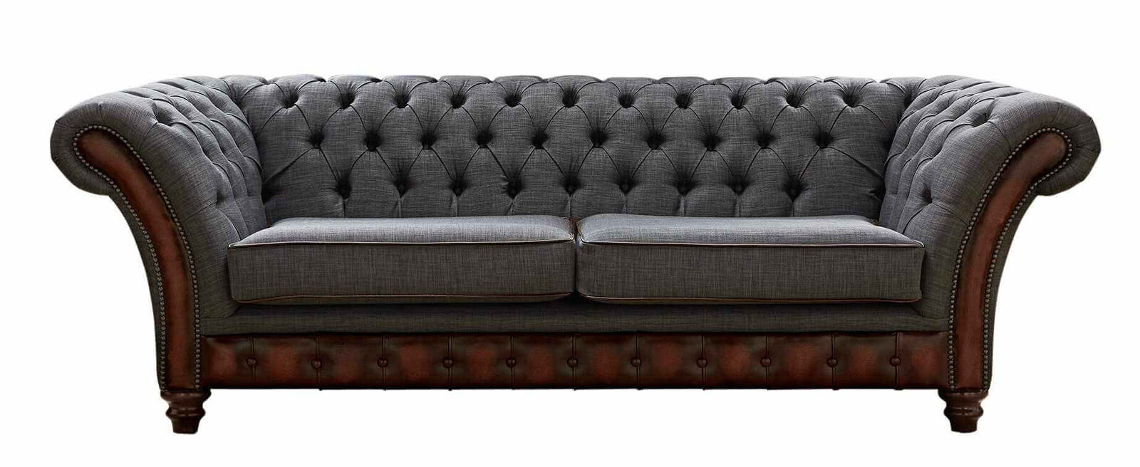 Product photograph of Chesterfield Jepson 3 Seater Sofa Settee Antique Rust Leather Marinello Pewter from Designer Sofas 4U