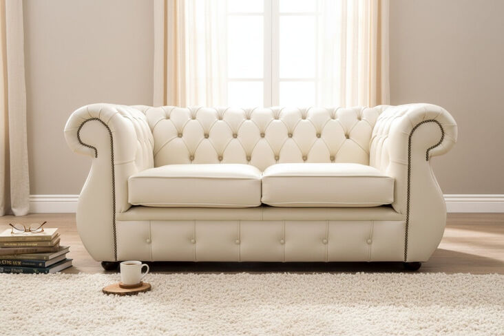 Chesterfield Kimberley 2 Seater Almond Leather Sofa Offer