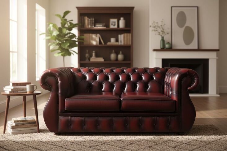 Chesterfield Kimberley 2 Seater Antique Oxblood Leather Sofa Offer