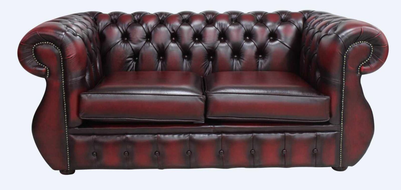 Product photograph of Chesterfield Kimberley 2 Seater Antique Oxblood Leather Sofa Offer from Designer Sofas 4U