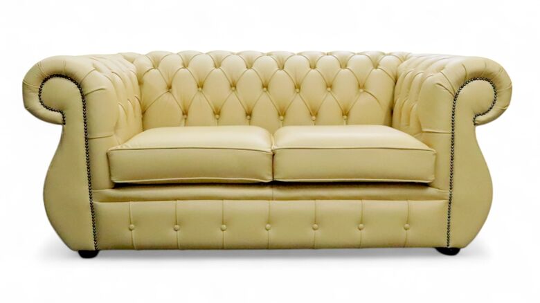 Chesterfield Kimberley 2 Seater Deluca Yellow Leather Sofa Offer