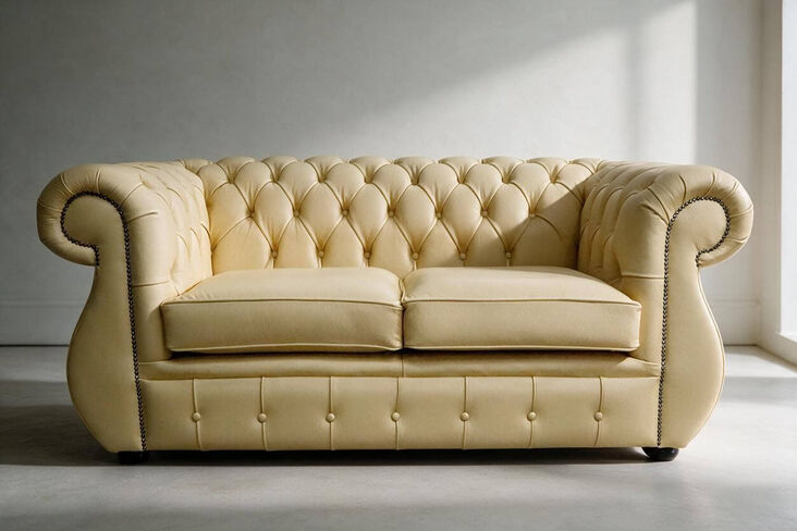 Chesterfield Kimberley 2 Seater Deluca Yellow Leather Sofa Offer