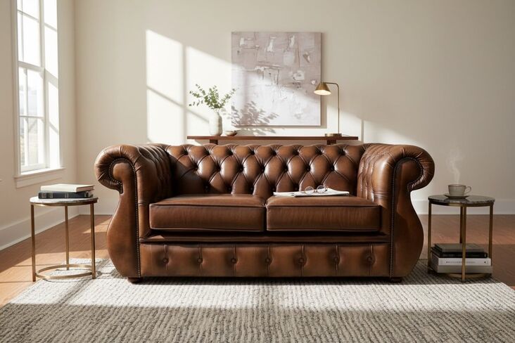 Chesterfield Kimberley 2 Seater Sofa Antique Tan Real Leather