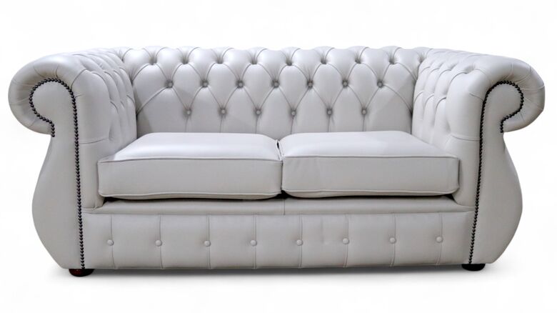 Chesterfield Kimberley 2 Seater Vele Cloud Grey Leather Sofa Offer