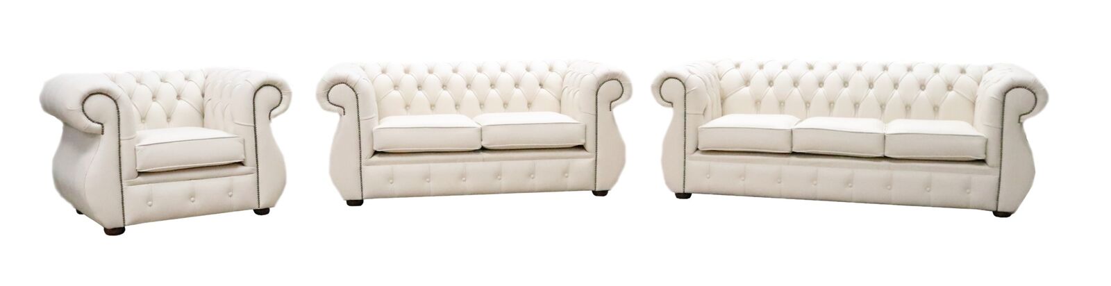 Product photograph of Chesterfield Kimberley 3 2 1 Seater Shelly Almond Leather Amp Hellip from Designer Sofas 4U