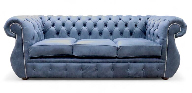 Chesterfield Kimberley 3 Seater Concrete Black Leather Sofa Offer