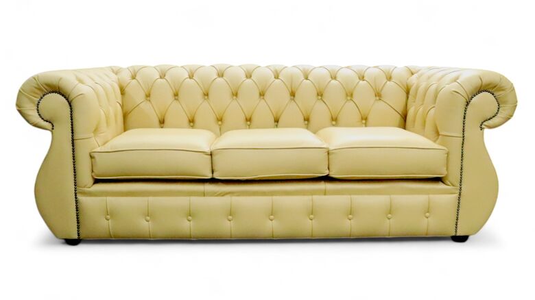 Chesterfield Kimberley 3 Seater Shelly Deluca Yellow Leather Sofa Offer