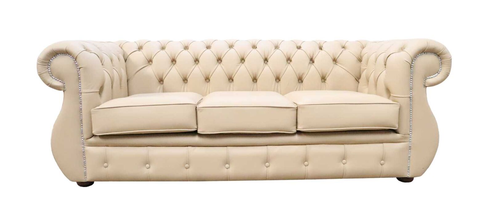 Product photograph of Chesterfield Kimberley 3 Seater Shelly Stone Leather Sofa Offer from Designer Sofas 4U