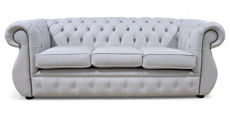 Chesterfield Kimberley 3 Seater Vele Cloud Grey Leather Sofa Offer