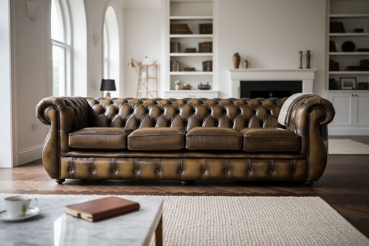 Chesterfield Kimberley 4 Seater Antique Gold Leather Sofa Offer